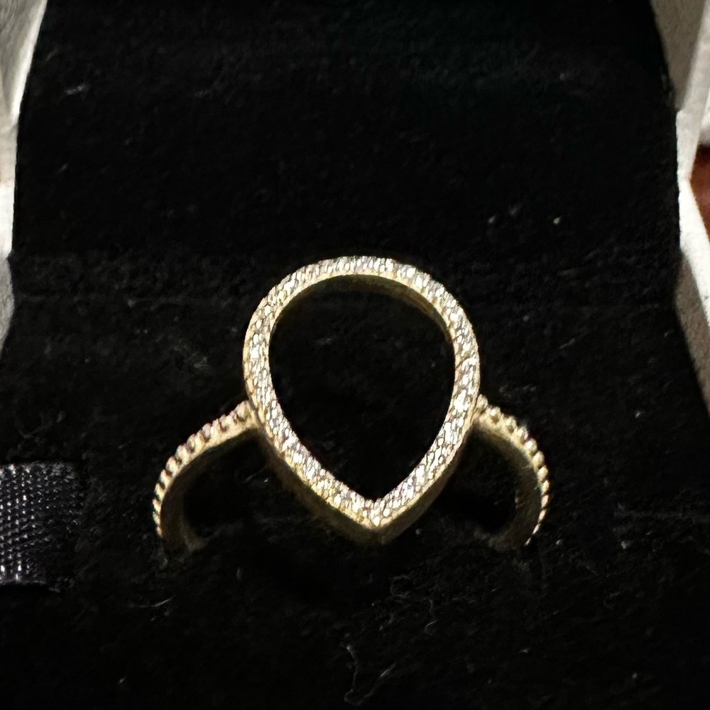 Pandora open teardrop shaped ring sterling silver